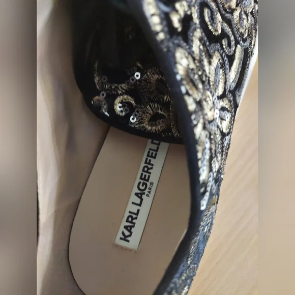 Karl Lagerfeld Paris embroidered sequin evron black sneakers - Picture 6 of 8